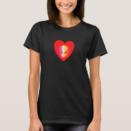 Alien Valentine Heart Science Fiction T-shirt (Voorkant)