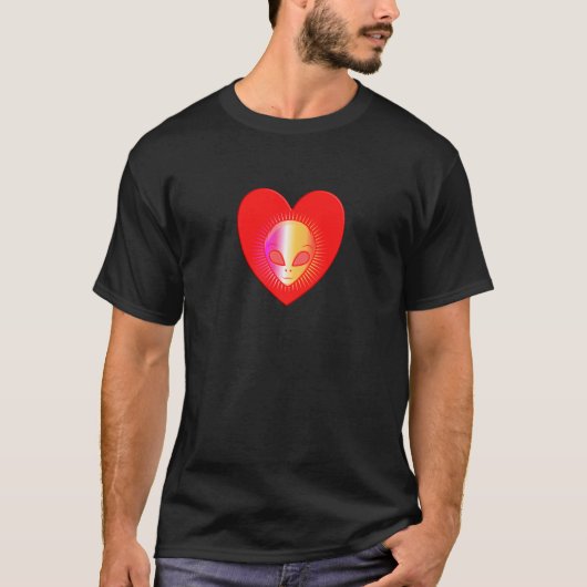 Alien Valentine Heart Science Fiction T-shirt (Voorkant)