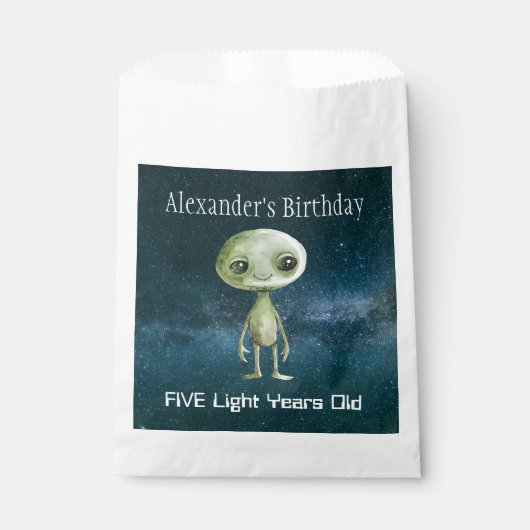 Alien verjaardagsfeestje bedankzakje (Voorkant)