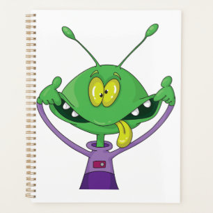 Alien vert drôle faisant une grimace idiote