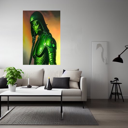 Alien vert effrayant | AI Art Poster