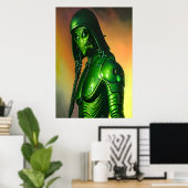 Alien vert effrayant | AI Art Poster (Bureau à domicile)