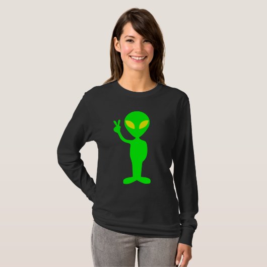 ALIEN VERT SIGNE PEAC T-SHIRT T-SHIRTS (Devant entier)