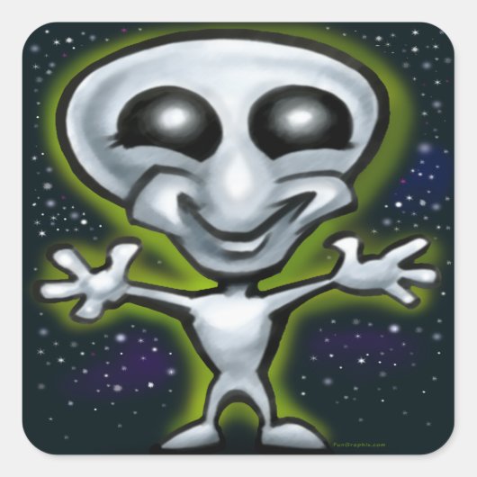 Alien Vierkante Sticker (Voorkant)