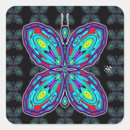 Alien-vlinder (kleurrijk patroon) v3 vierkante sticker