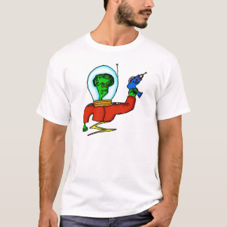 Alien voor buitenruimte met laserPistool T-shirt