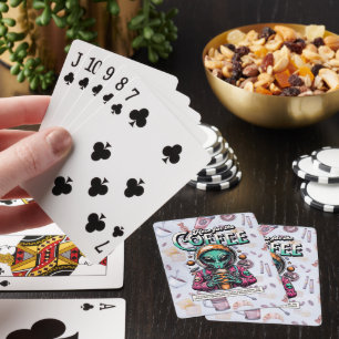 Alien voor de koffie pokerkaarten