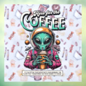 Alien voor de koffie raamsticker (Vel 3)