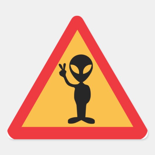 Alien Waarschuwing Driehoek Sticker (Voorkant)