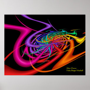 Alien Waves Moderne, kleurrijke Abstracte kunst Poster