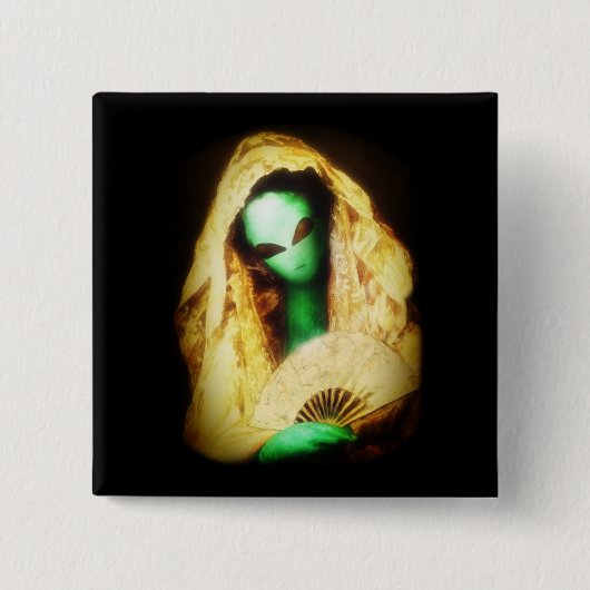 Alien Wearing a Lace Mantilla Vierkante Button 5,1 Cm (Voorkant)