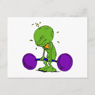 Alien Weight Lifter Briefkaart