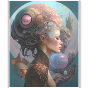 Alien Woman Surreal Science Fiction Art Sticker