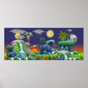 "Alien World-Zonsondergangen", Sci-Fi-decor-Poster Poster