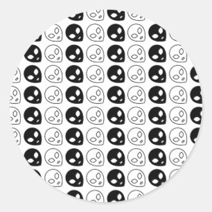 Alien zwart-wit ontwerp ronde sticker