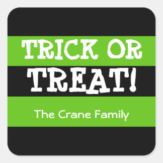 Aliengroene zwarte strepen trick or treat Hallowee Vierkante Sticker