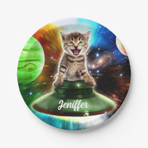Alienkat in de oufsauer papieren bordje