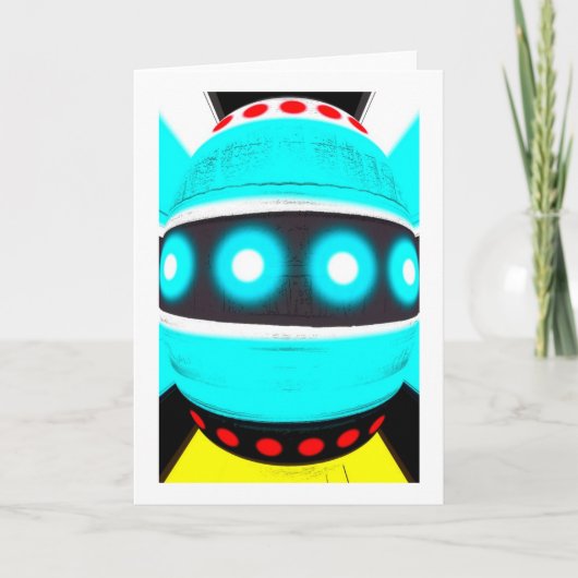 Alienrobot Feestdagen Kaart (Voorkant)