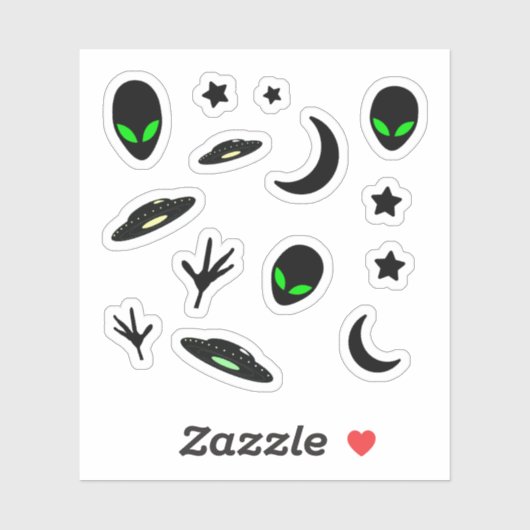Aliens en ruimteschepen sticker (Vel)