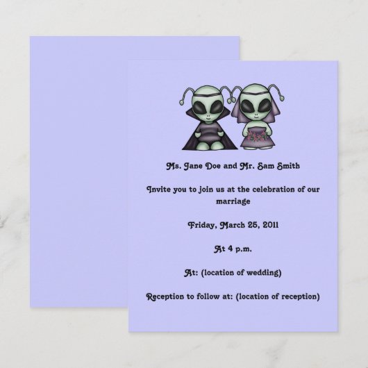 Aliens épousant des invitations (Devant / Derrière)