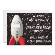 Aliens et astronautes Invitation d'anniversaire