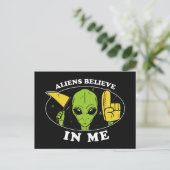 Aliens geloven in mij briefkaart (Staand voorkant)