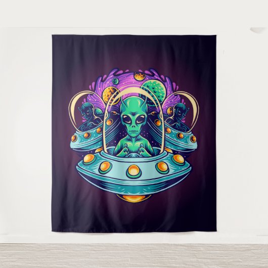 Aliens in de ruimte wandkleed (Voorkant)