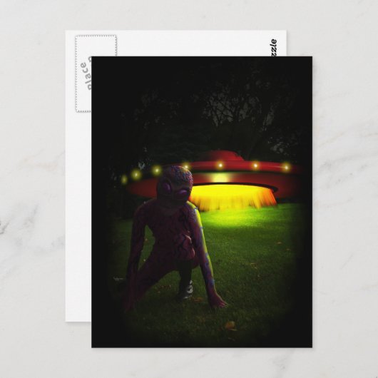 Aliens ont débarqué carte postale (Devant / Derrière)