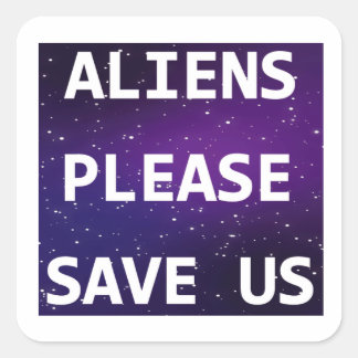 Aliens: sla ons op vierkante sticker