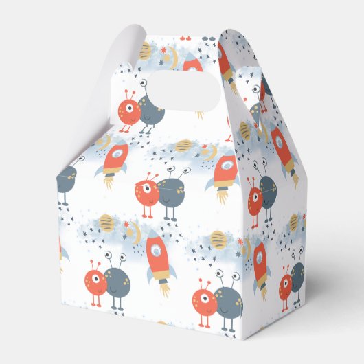 Aliens Space Pattern Bedankt Jongen Verjaardagsfee Bedankdoosjes (Achterkant)