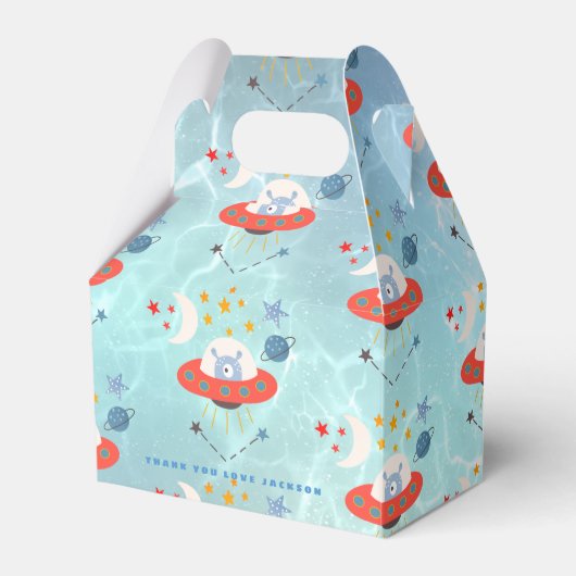 Aliens Space Pattern Bedankt voor Blauwgroen Verja Bedankdoosjes (Voorkant Zijde)