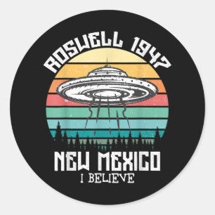 Aliens UFO Area 51 Roswell Nieuw Ronde Sticker