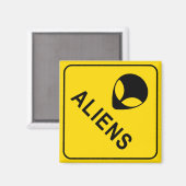Aliens Yellow et Black Warning Sign frigo Magnet (Recto/Verso)