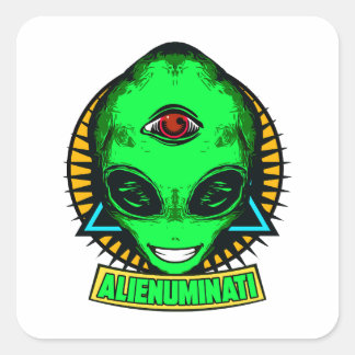 ALIENUMINATI VIERKANTE STICKER