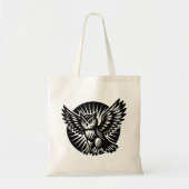 Alighting Uil in een geruite cirkel Tote Bag (Voorkant)
