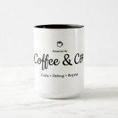 Alimenté par Café & C# | Mug à café de programmeur (Centre)