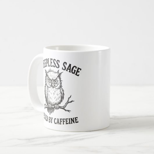 Alimenté Par La Mug De Chouette Sleepless À La Caf (Devant gauche)