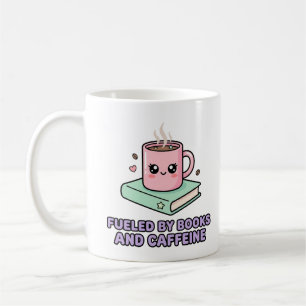 Alimenté par les livres et la caféine Mug drôle Gr