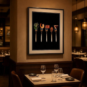 Aliments contemporains sur fourchettes Impression 