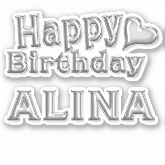 Alina Happy Birthday silver Aufkleber Sticker (Voorkant)