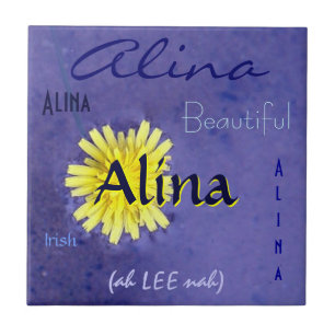 Alina Name en Irish Betekenis met Gele Bloem Tegeltje