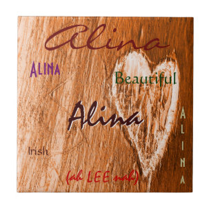 Alina Name Irish Betekenis met licht Oranje hart Tegeltje
