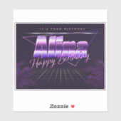 Alina Nom Prénom lila retro Sticker (Feuille)