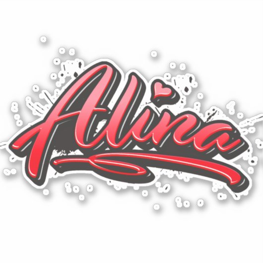 Alina red Heart Graffiti Aufkleber Sticker (Voorkant)