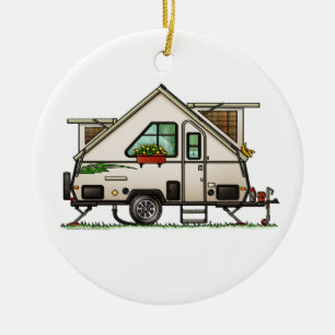 Aliner Pop Up RV happy camper art Keramisch Ornament