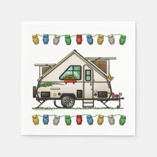 Aliner Pop Up RV happy camper art Servet