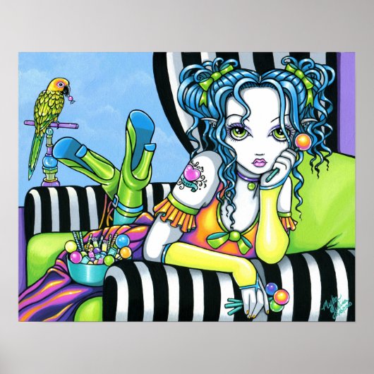 "Alisha" Candy Rainbow Parrot Fae Art Poster (Devant)