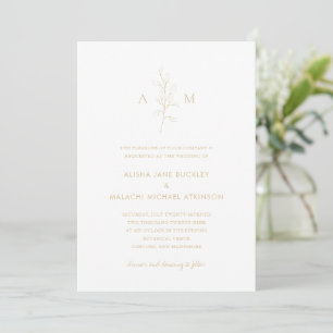 Alisha Gold Tan Botanische Elegante Huwelijk Kaart