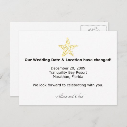 Alison- Datum wijziging Aankondigingskaart (Voorkant / Achterkant)