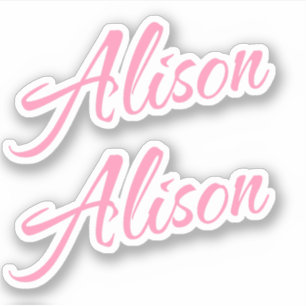 Alison Decoratieve Naam in Roze x2 Sticker